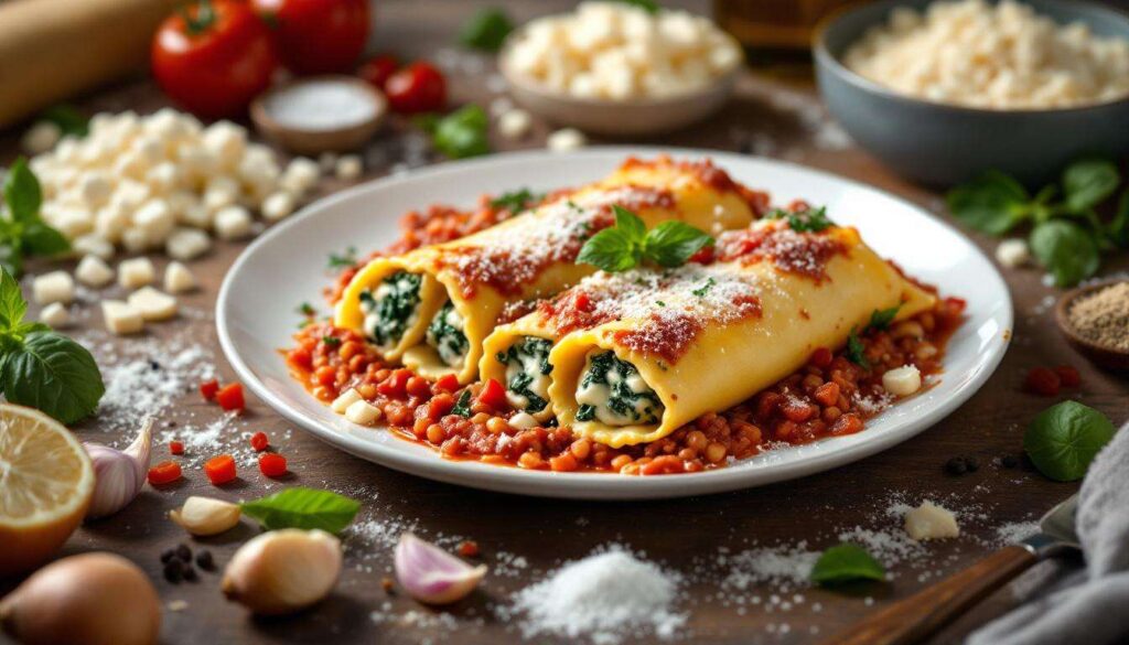 Cannelloni di carne al forno: ripieno cremoso con spinaci e mozzarella filante